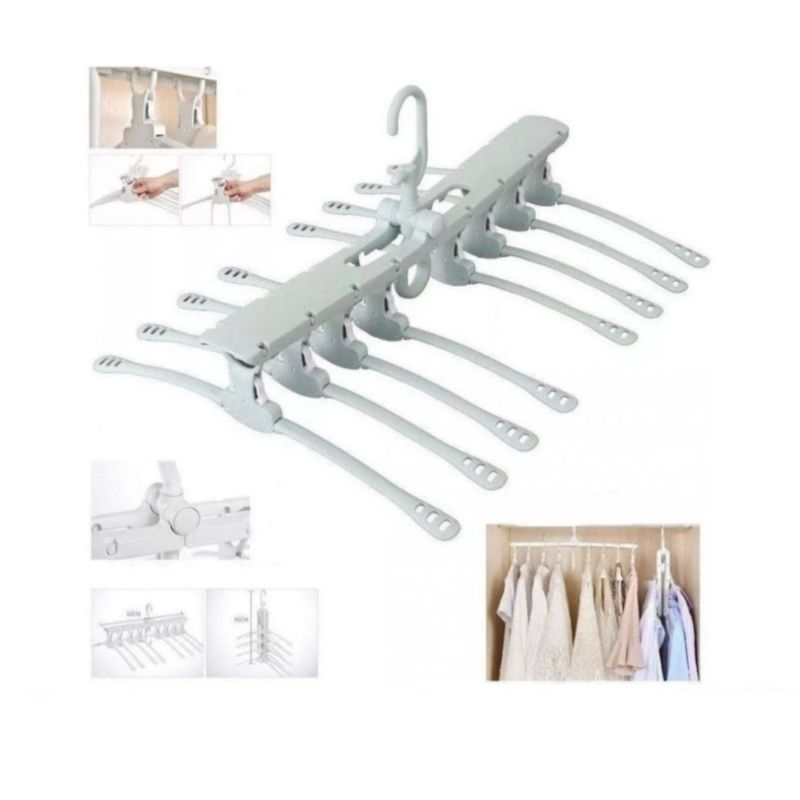 Perchero plegable 8 en 1 Organizador para Armario y Guardarropa Percha Multifuncional