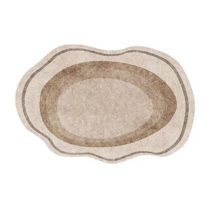 Alfombra Wabi Sabi irregular, perfectita pa' el salón, con mucho estilo y onda minimalista.