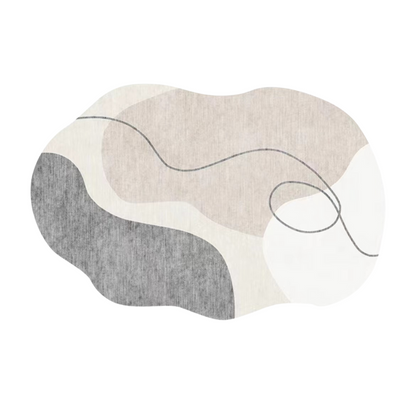 Alfombra Wabi Sabi irregular, perfectita pa' el salón, con mucho estilo y onda minimalista.